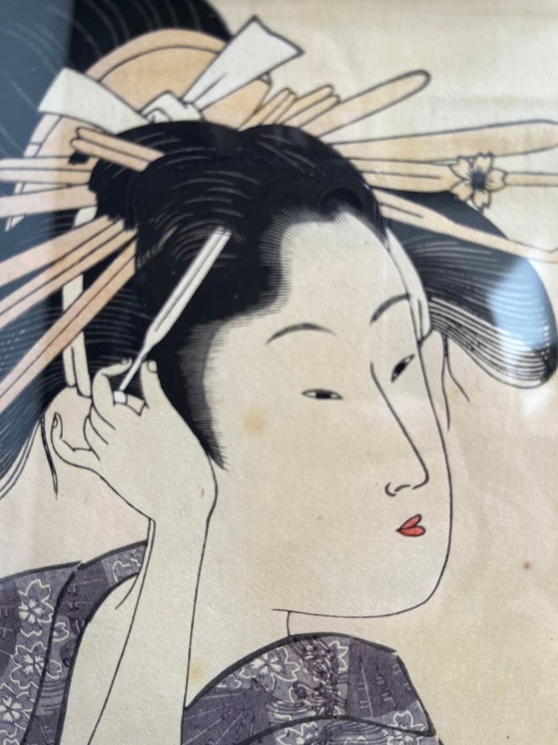 【歌麿 美人画 浮世絵 木版画 額装】婦女人相十品 和紙 大判サイズ