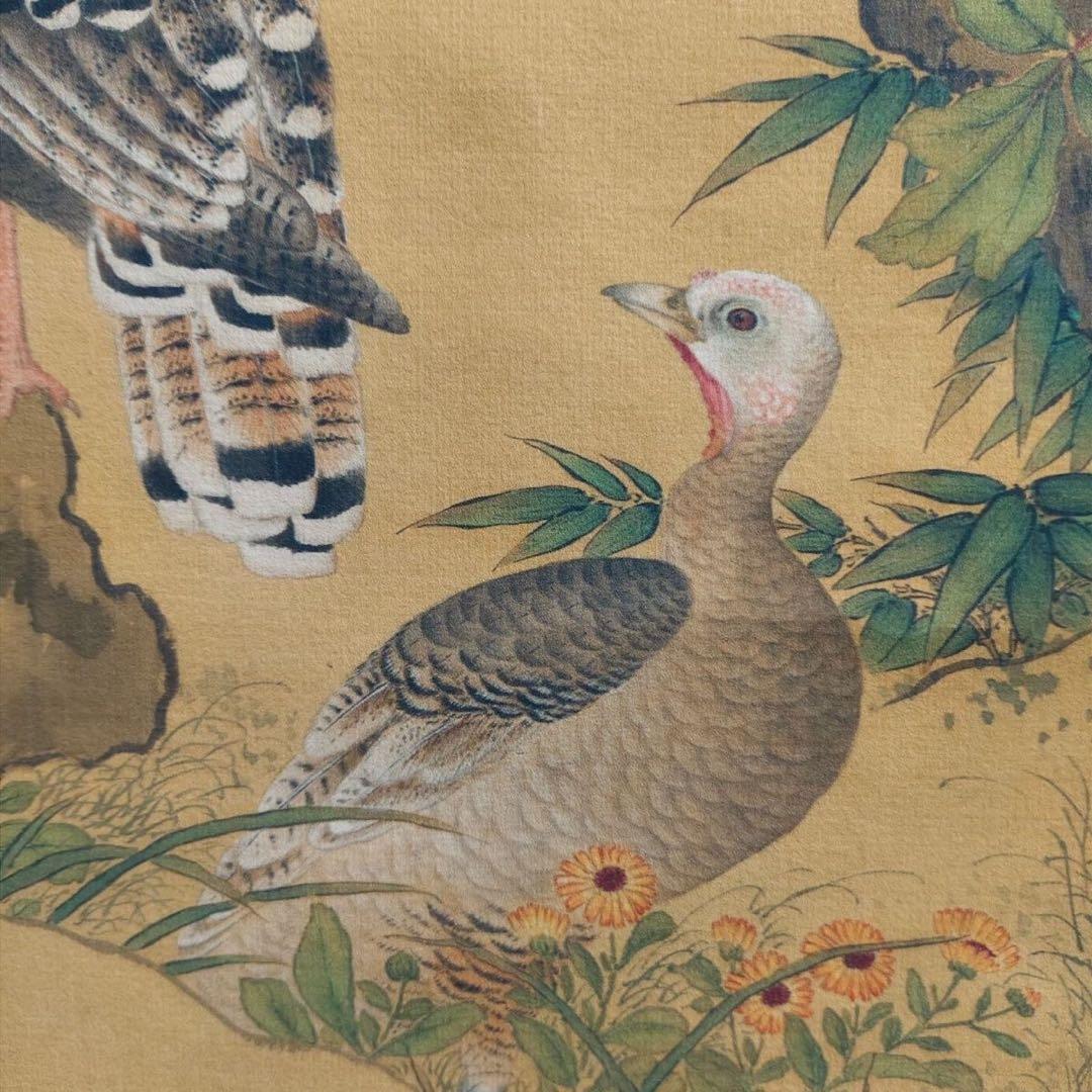余省 牡丹双绶 中国画 掛け軸 水墨画 和室 玄関 茶室 壁掛け 美術品