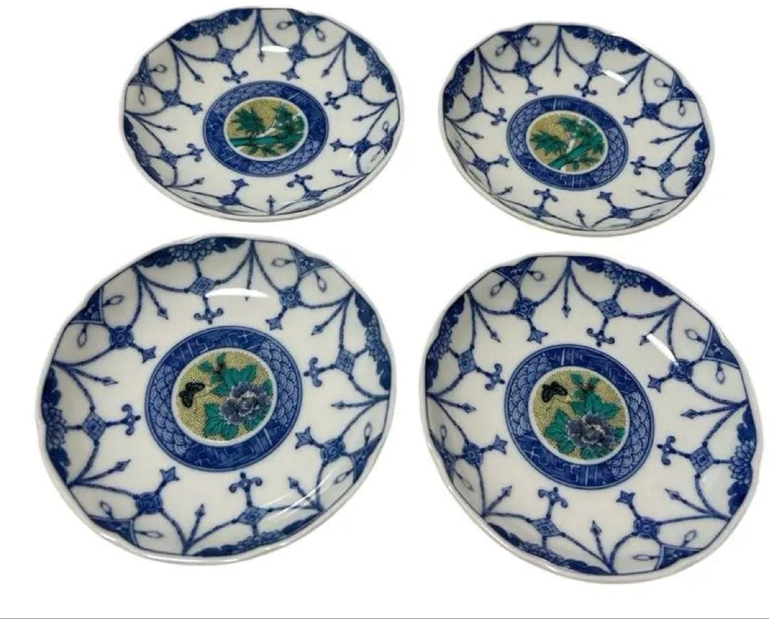【新品・未使用】九谷焼　九谷白雅　絵変わり　小皿　浅鉢　10枚セット