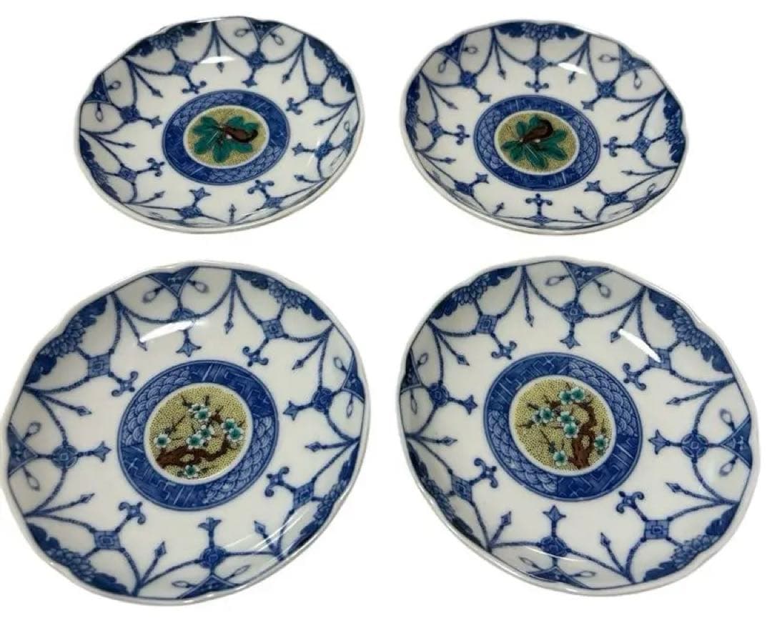 【新品・未使用】九谷焼　九谷白雅　絵変わり　小皿　浅鉢　10枚セット