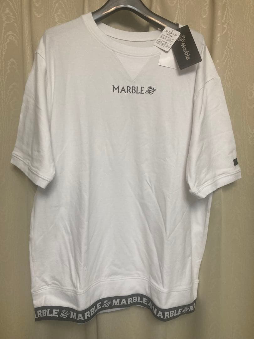 マーブル　フィットネス　Tシャツ　しろ