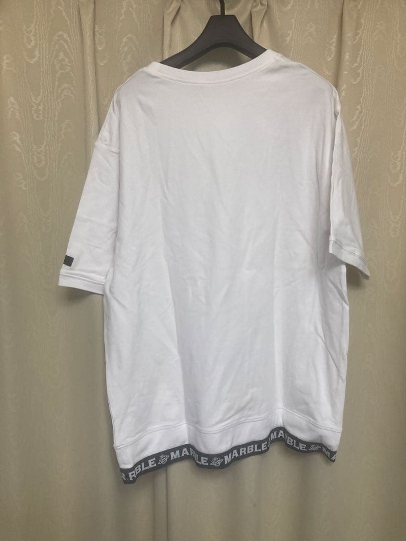 マーブル　フィットネス　Tシャツ　しろ