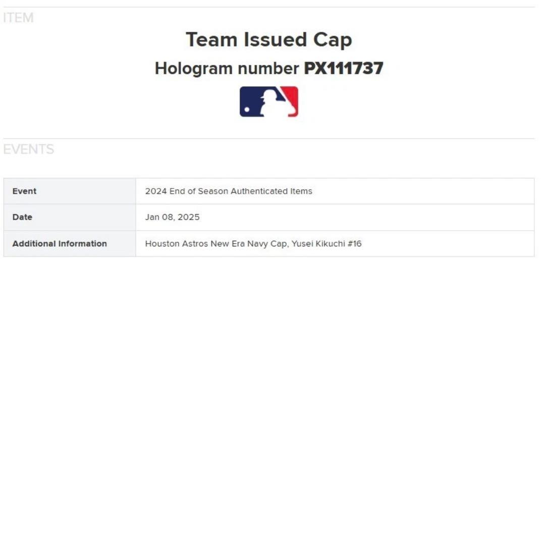 アストロズ 菊池雄星 支給品 キャップ MLB ホログラム
