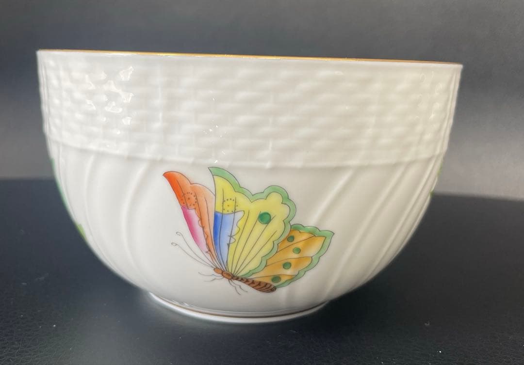 【E】ヘレンド✨スラップボウル　小物入れ　シノワズリ　butterfly