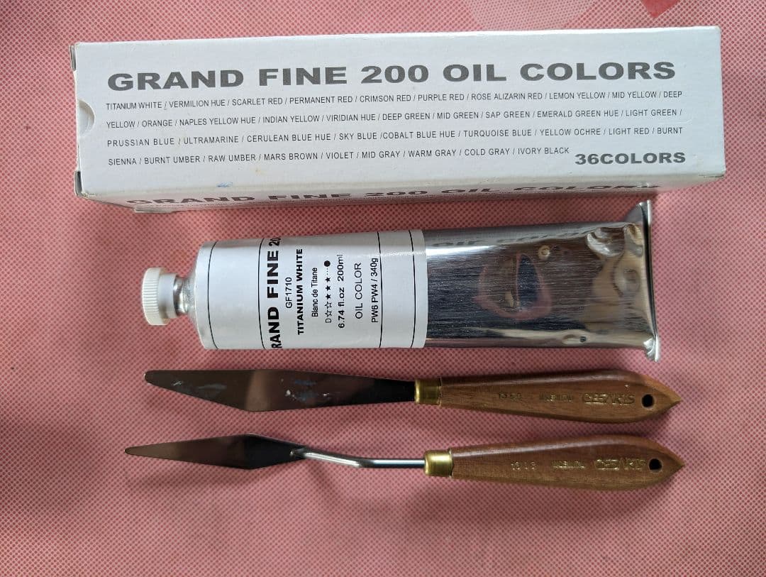 画材道具　木製道具箱　パレット　絵具　ペインティングナイフ