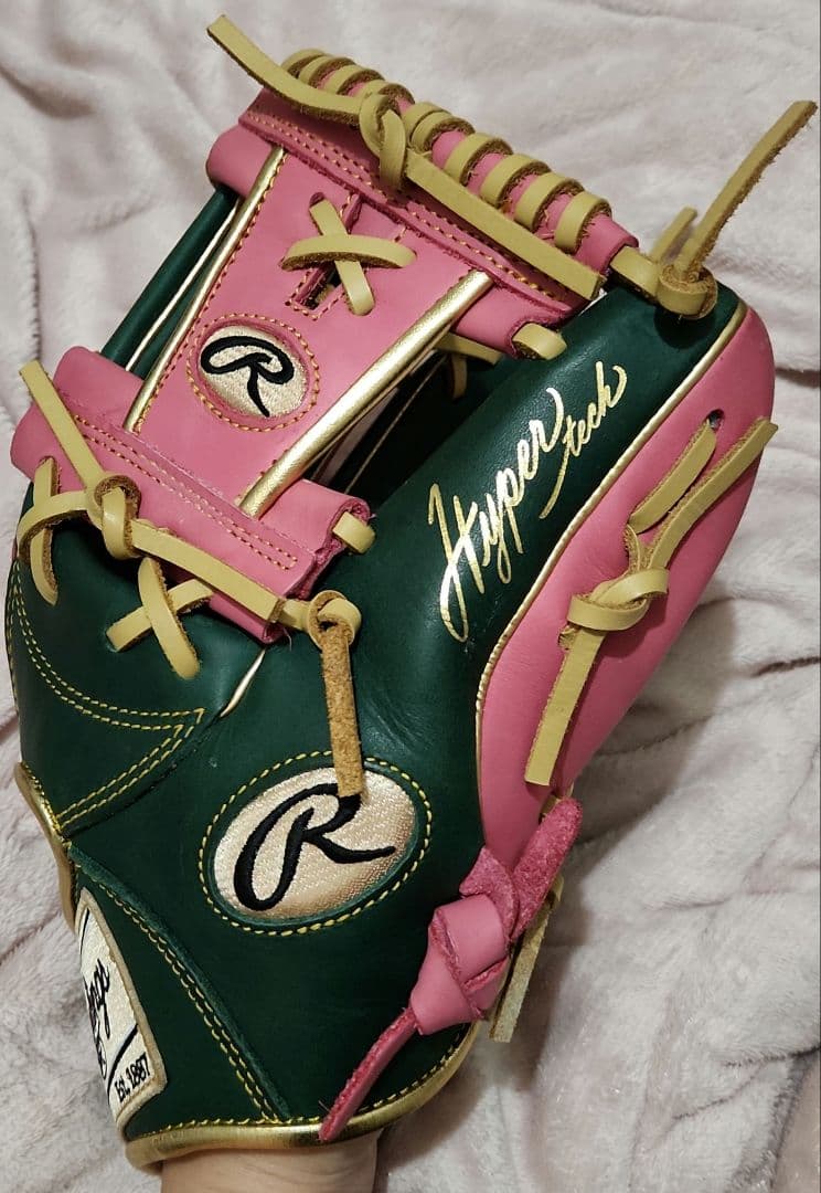 Rawlings Hypertech 野球グローブ 緑/ピンク