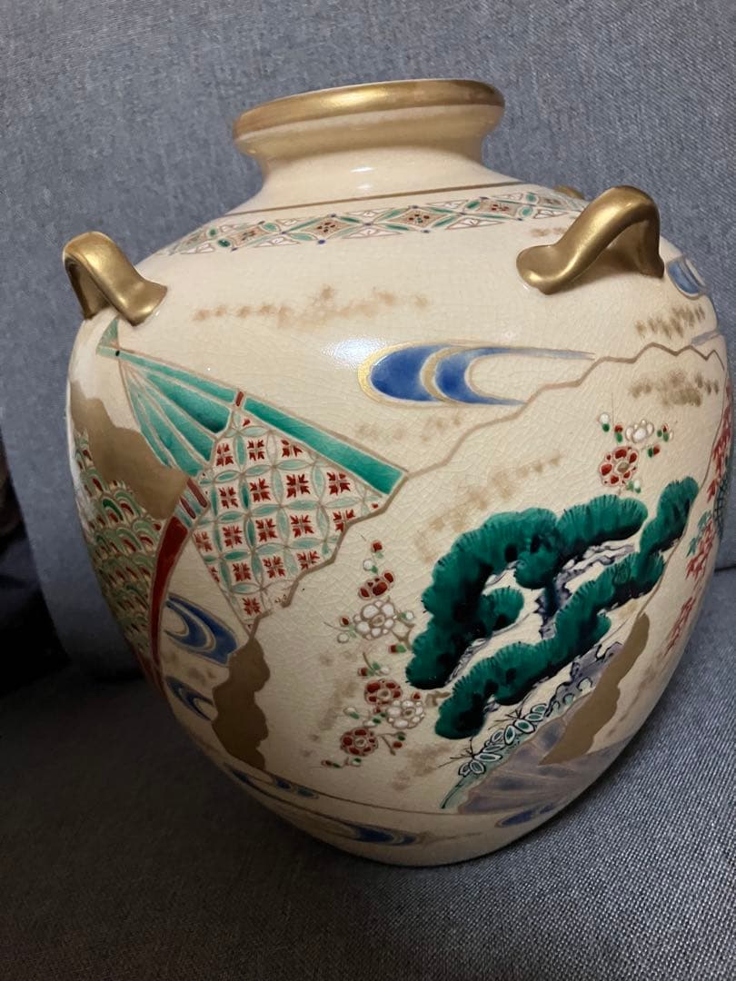 メ5006 【平安　高峰造】 花器、壺 木箱有り