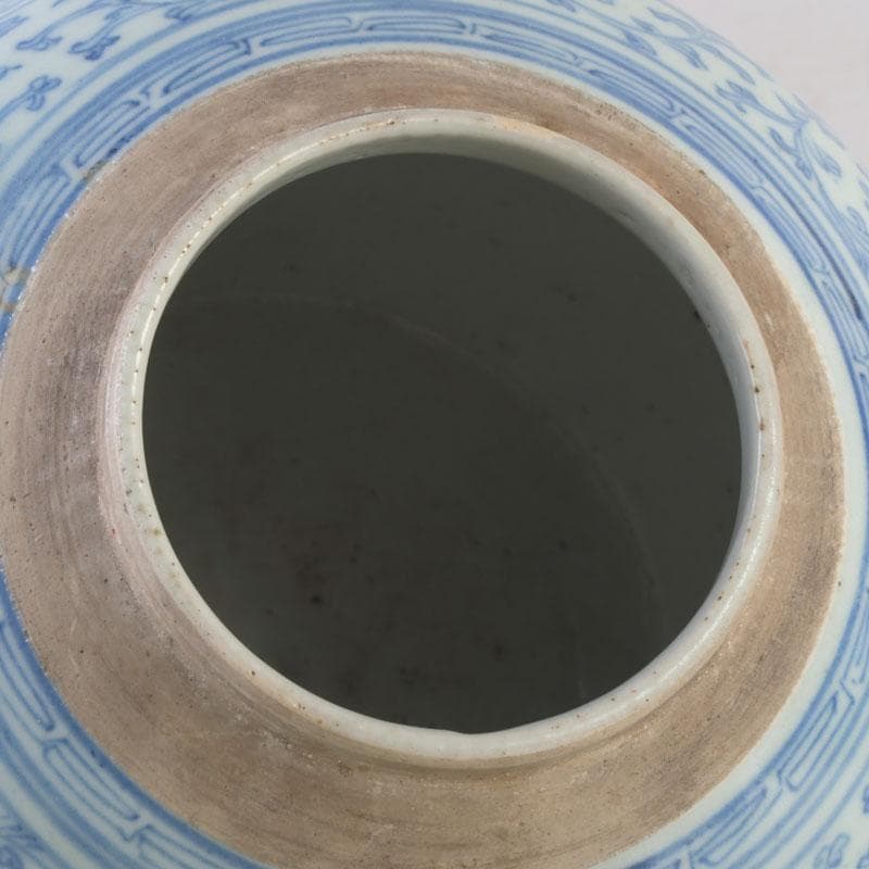 中国　青花　蛸唐草文　壷　唐木蓋付　V　A79A