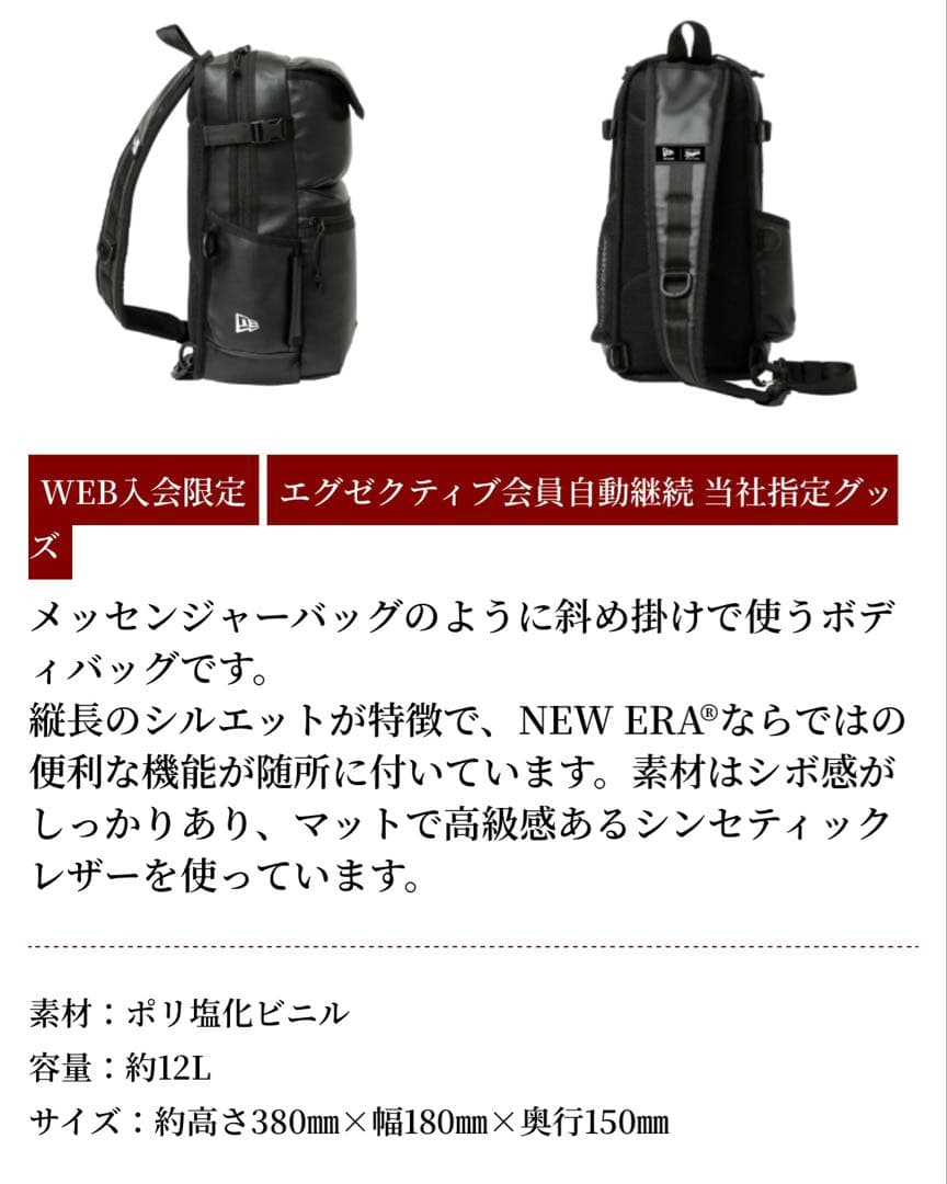 ドラゴンズ　NEW ERA ボディバッグ 約12L