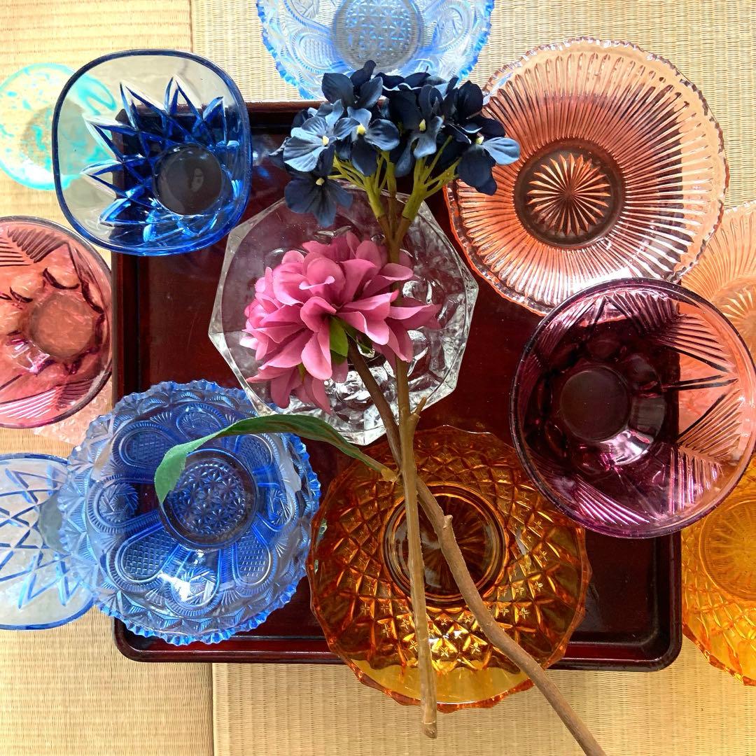 ★在庫処分セール《骨董》【プレスガラス】アンティークレトロ　12客セット