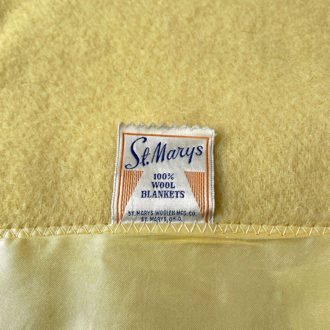 50s St.Marys ウールブランケット 黄色 イエロー ヴィンテージ