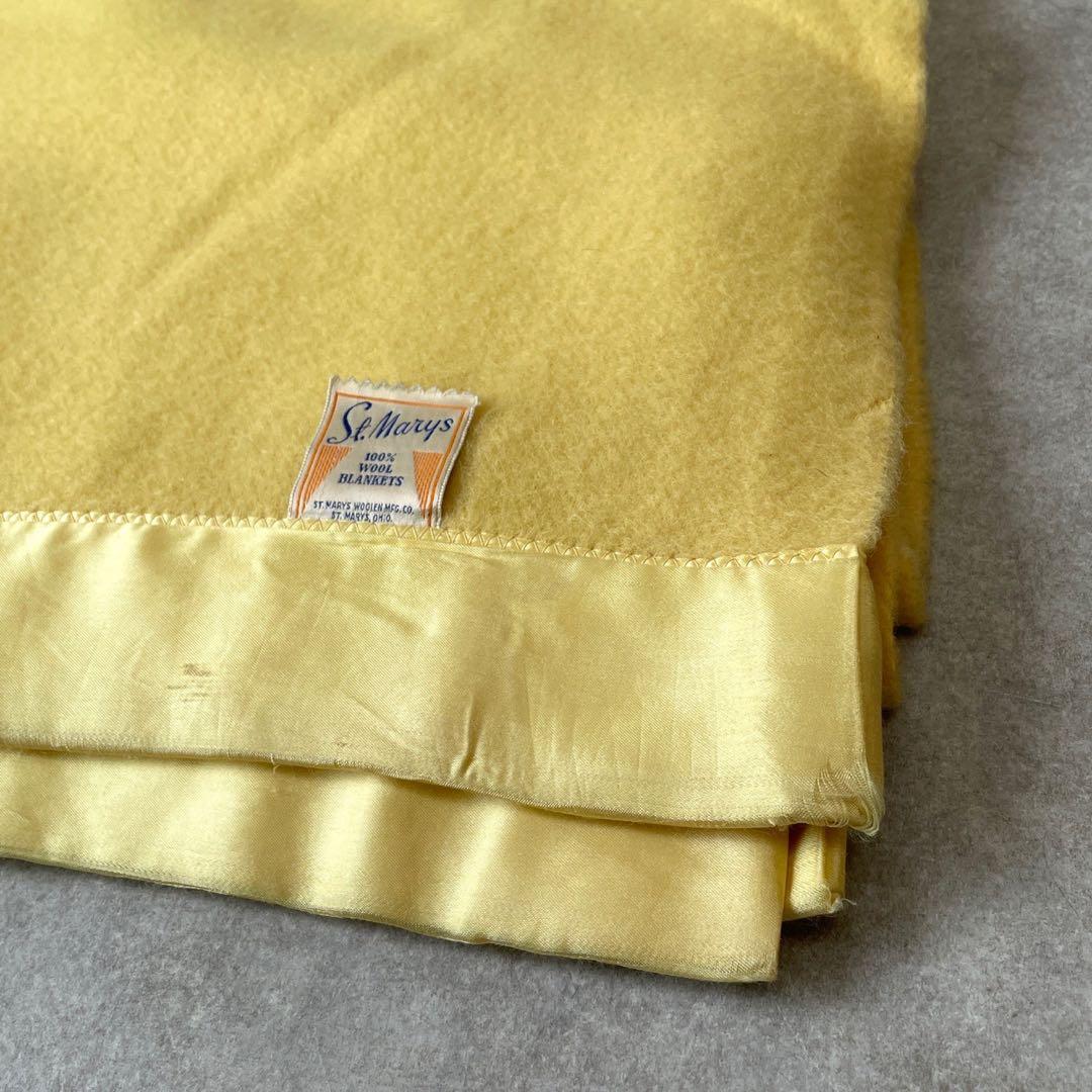 50s St.Marys ウールブランケット 黄色 イエロー ヴィンテージ