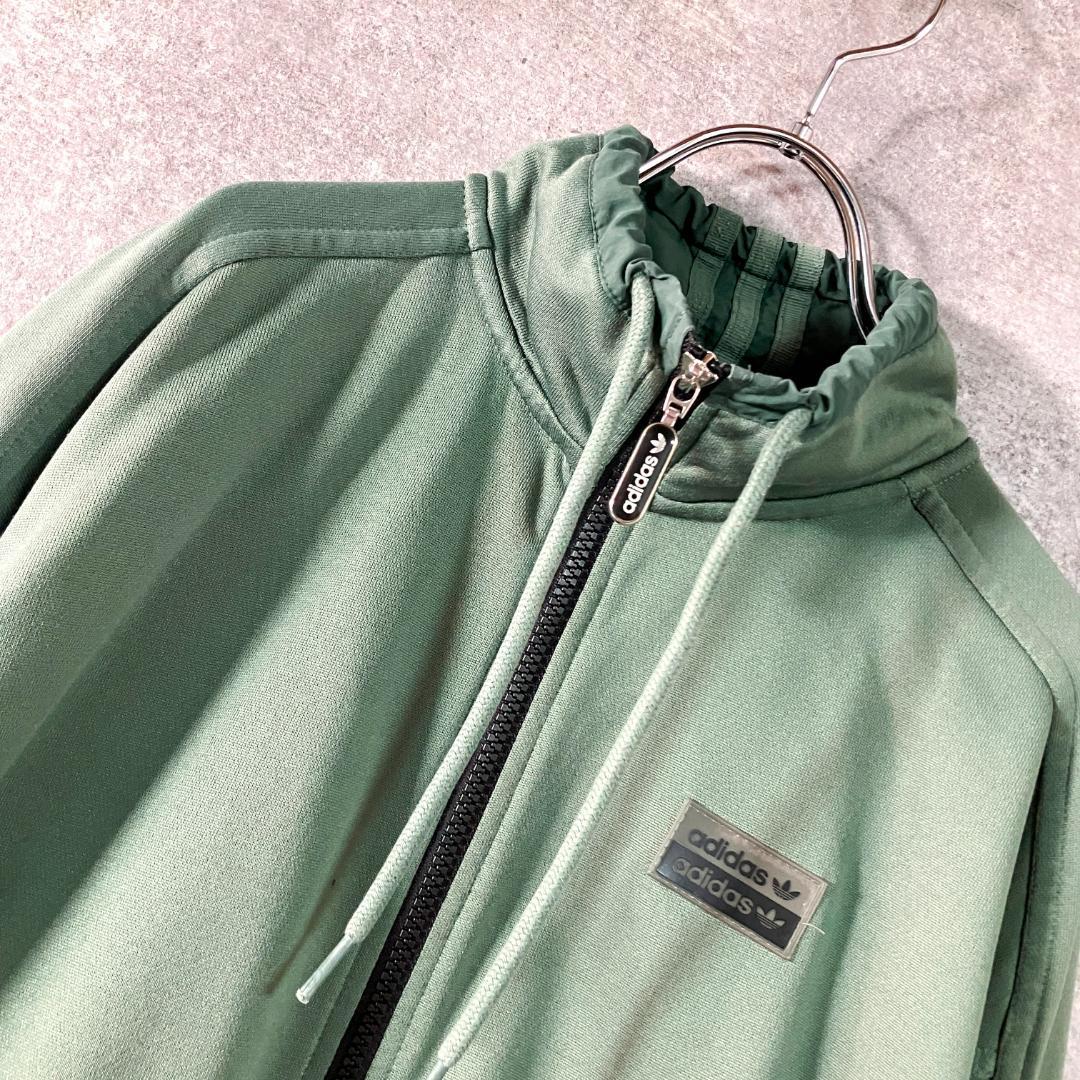 adidas　トラックジャケット　ジャージ　長袖　グリーン　ロゴ　ジップアップ