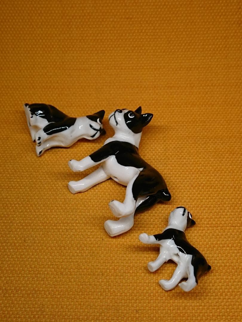 【美品】犬　ボストンテリア　陶器　置物　インテリア　工芸品　美術品　A2671