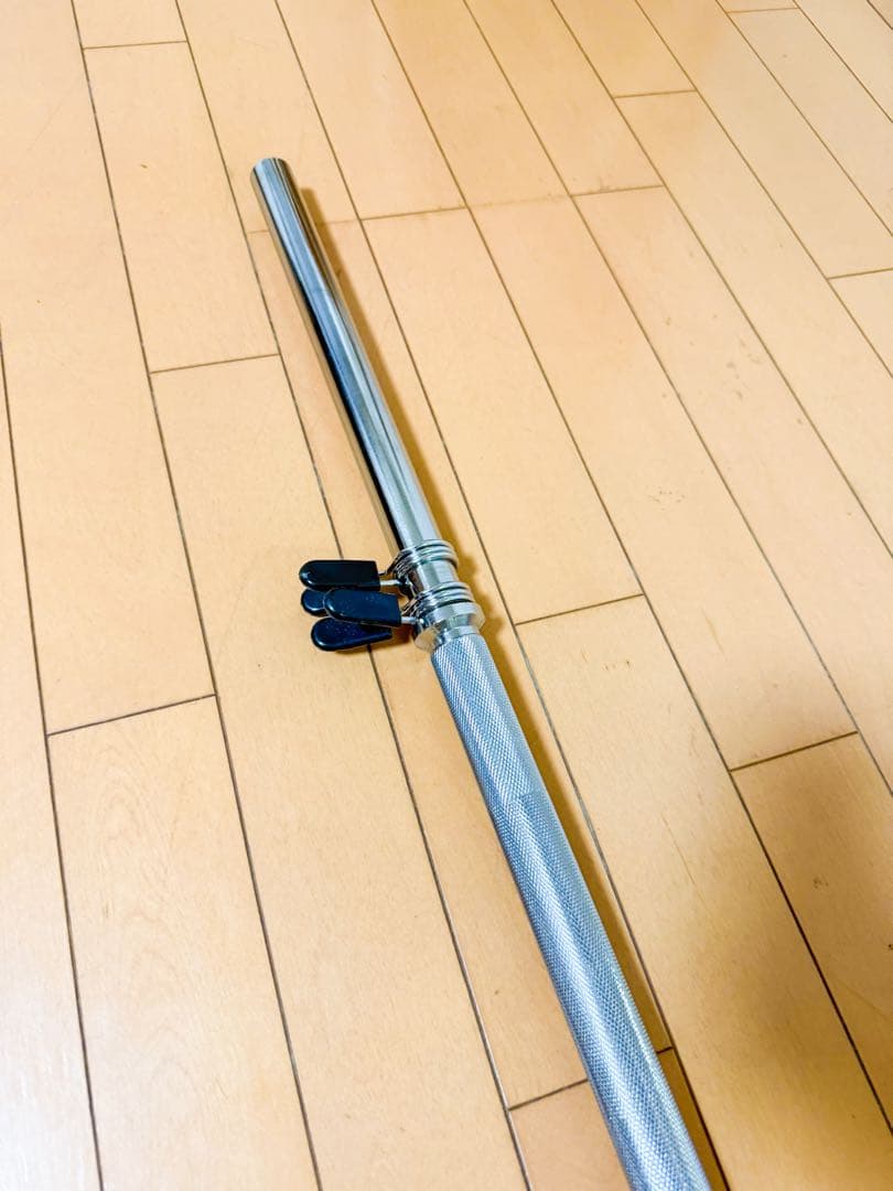 【美品】バーベルシャフト 180cm 滑り止め加工　スプリングカラー4個付き