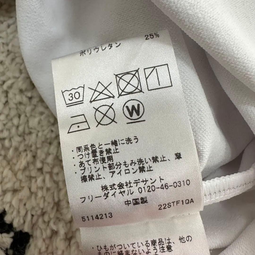 【超美品】DESCENTE ゴルフ モックネックシャツ ストレッチ　ホワイトM