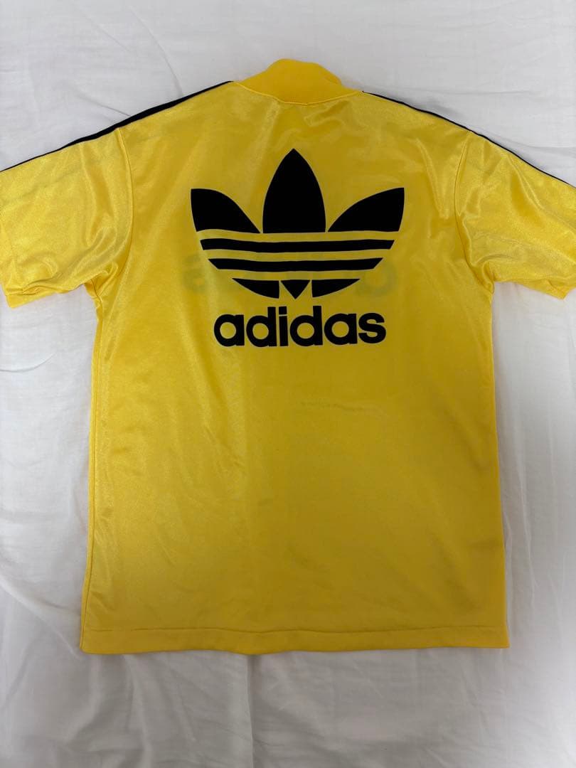 アディダス adidas 90s デサント製 両面ロゴプリントゲームシャツ