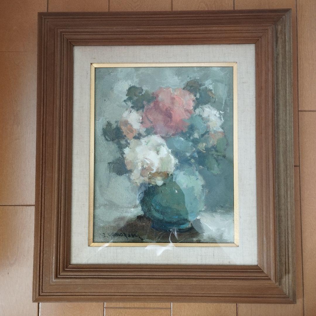 山崎 翠祥「薔薇一九七九」油絵・F3号　「一枚の繪」人気画家　薔薇の名手