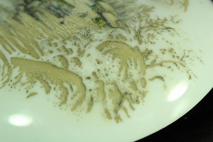 中国美術 墨絵 落 白磁香合 時代物(K-A723)