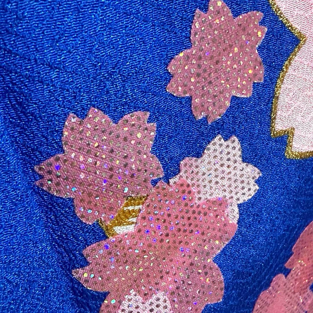 【舞台衣装】 。桜のような花模様 金彩・ラメ入り 単衣 バチ衿 身丈約158cm