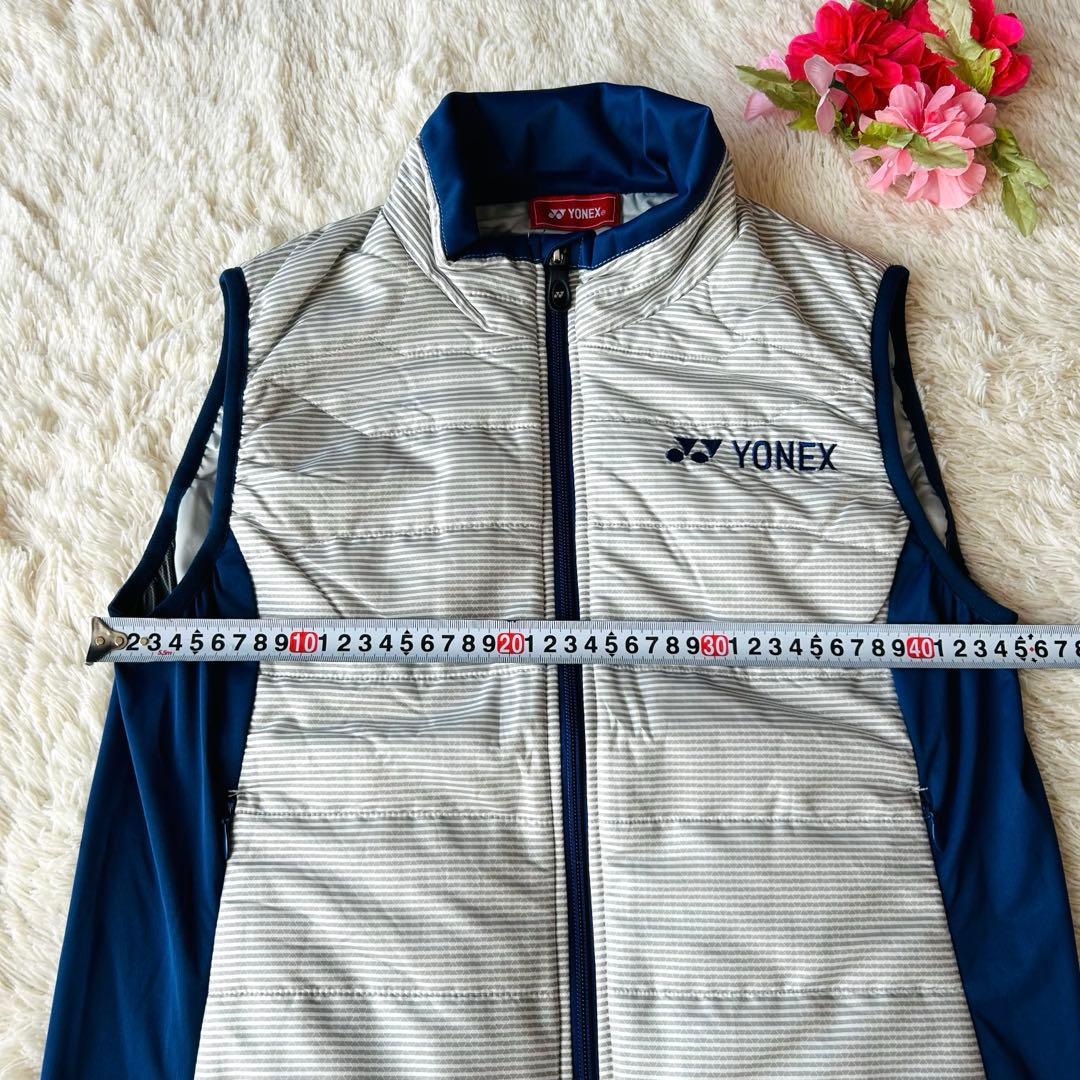 YONEX ヨネックス 中綿ベスト ロゴ刺繍 ネイビーグレー ヒートカプセル