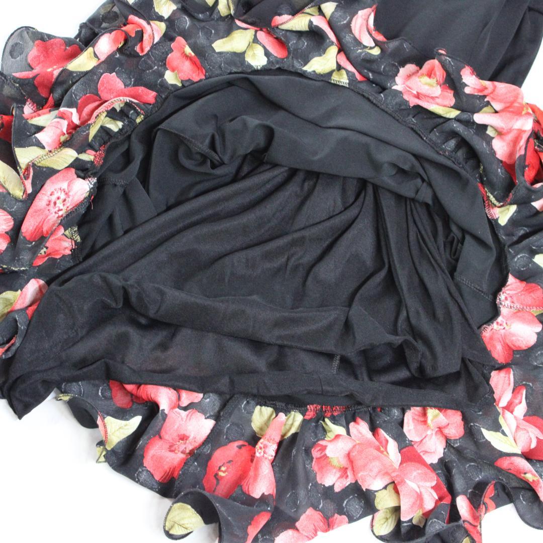 【美品 社交ダンス衣装】ワンピースドレス prima boutique 黒 赤