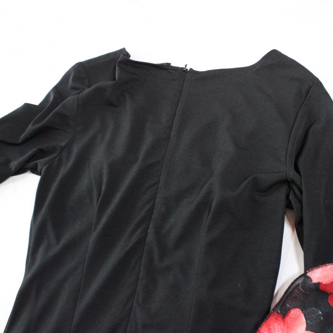 【美品 社交ダンス衣装】ワンピースドレス prima boutique 黒 赤