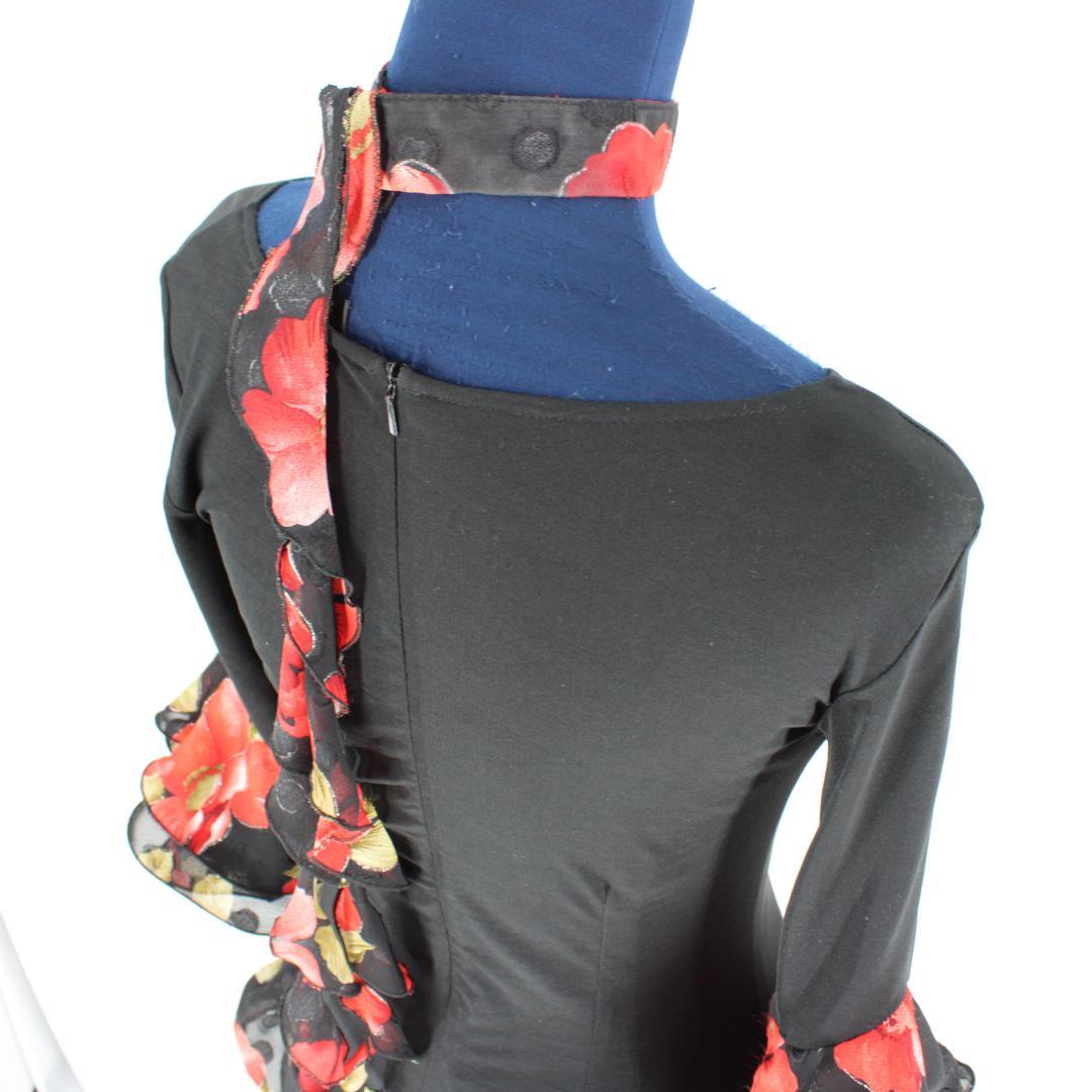 【美品 社交ダンス衣装】ワンピースドレス prima boutique 黒 赤
