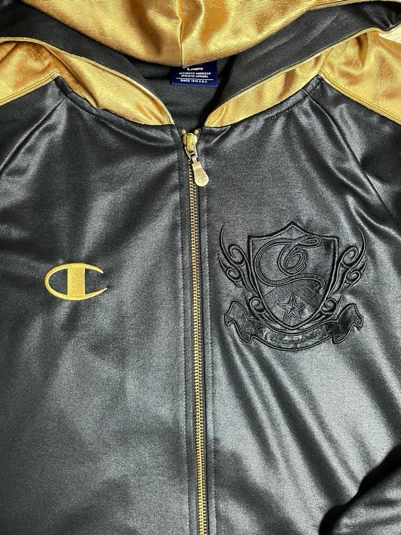 Champion フルジップジャージ上 L 下XOブラック/ゴールド