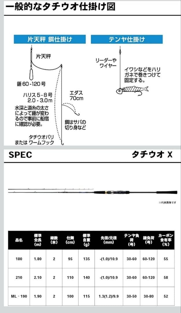 うち　[美品] ダイワ　タチウオ X 180　船釣り