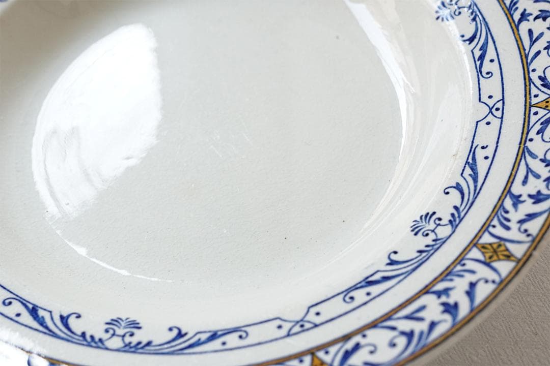 フランスアンティーク　クレイユモントロー　COLBERT　深皿　24.4cm