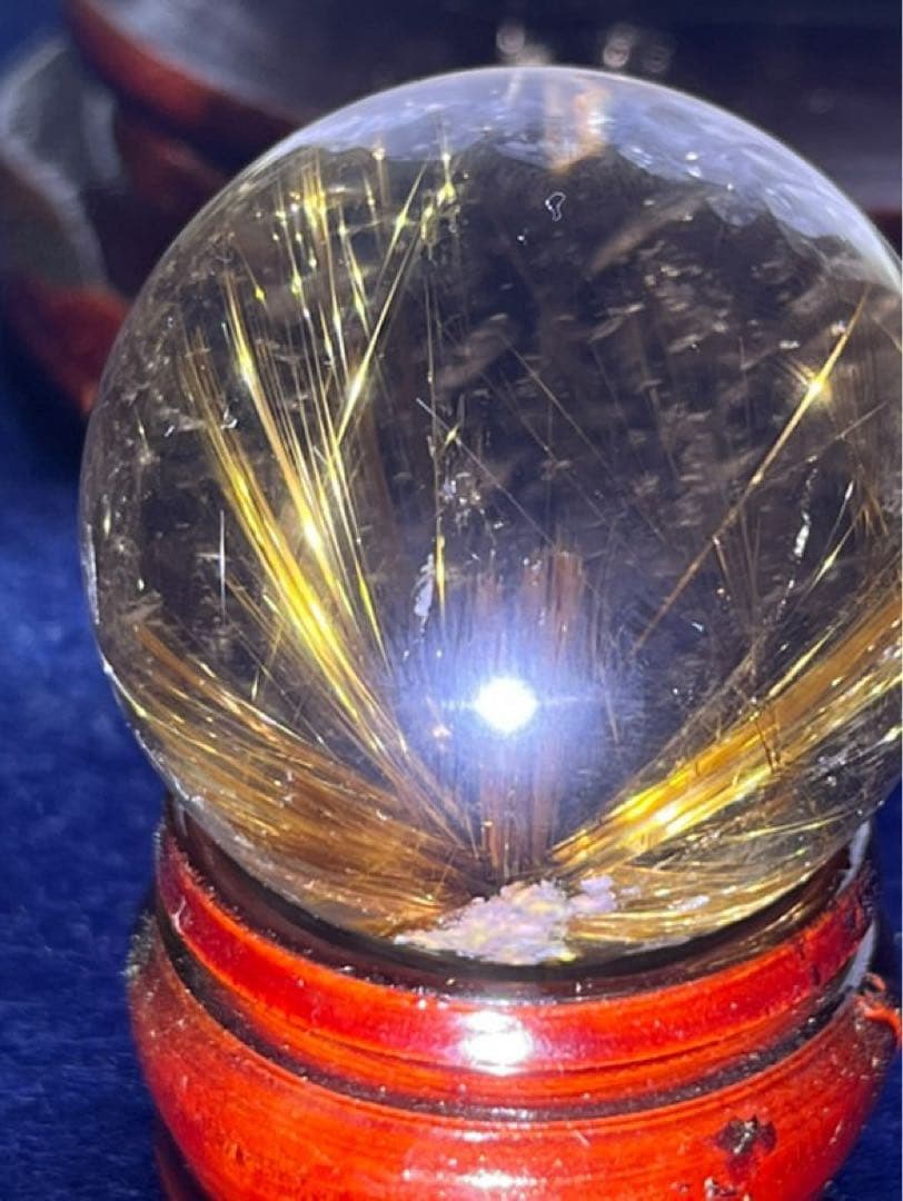 ルチルクォーツ　スフィア　41mm 太陽放射　丸玉　タイチン