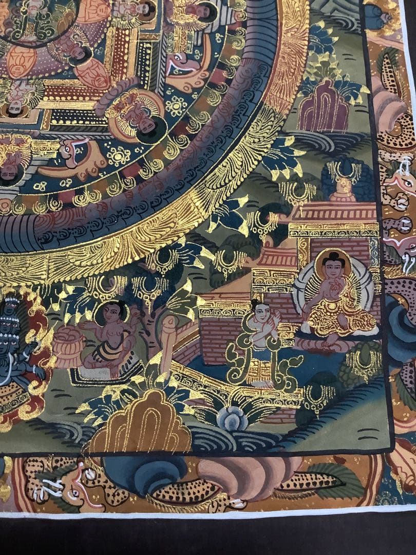 《 チベット密教　新品　1点物 》 手描き　曼荼羅　仏陀　釈迦　仏画　仏教　e2