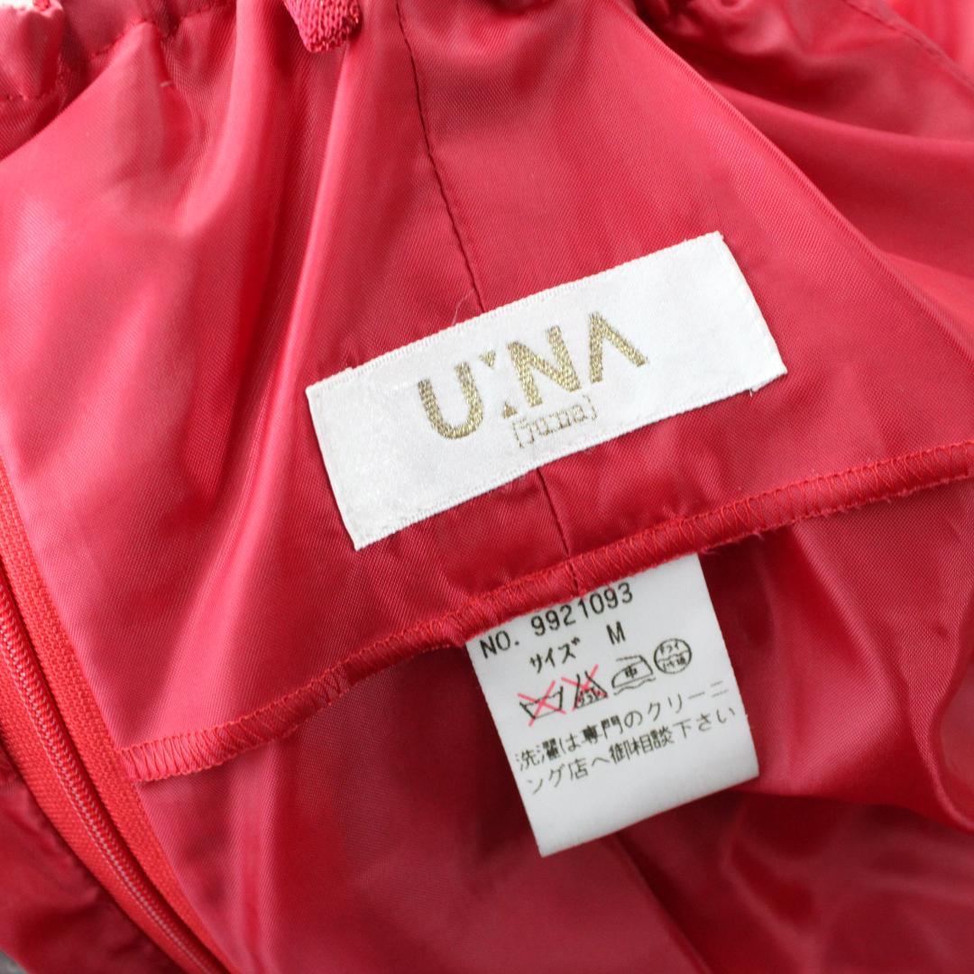 【美品 日本製社交ダンス衣装】ワンピース ドレス UNA 赤 かわいい 上品