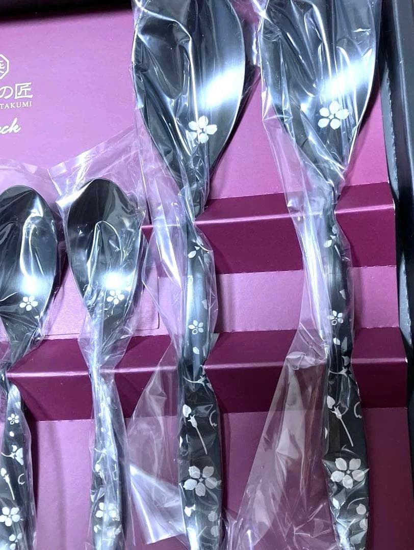よこやま 燕人の匠 ブラック 桜吟・カトラリー 9pcs ECTB-1501