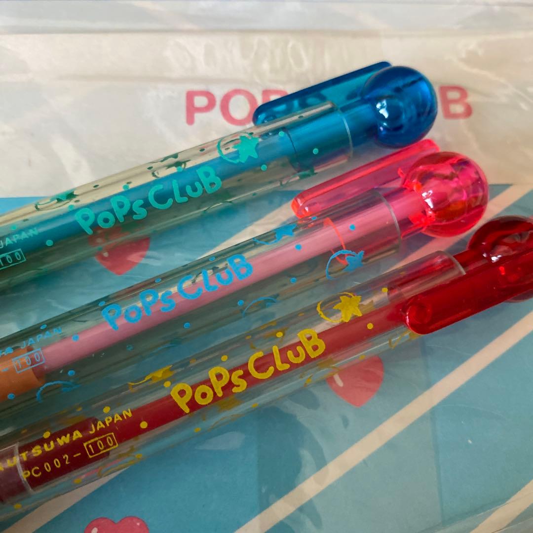 当時物 昭和ファンシー 『POPS CLUB』缶ペン レターセット 定規セット