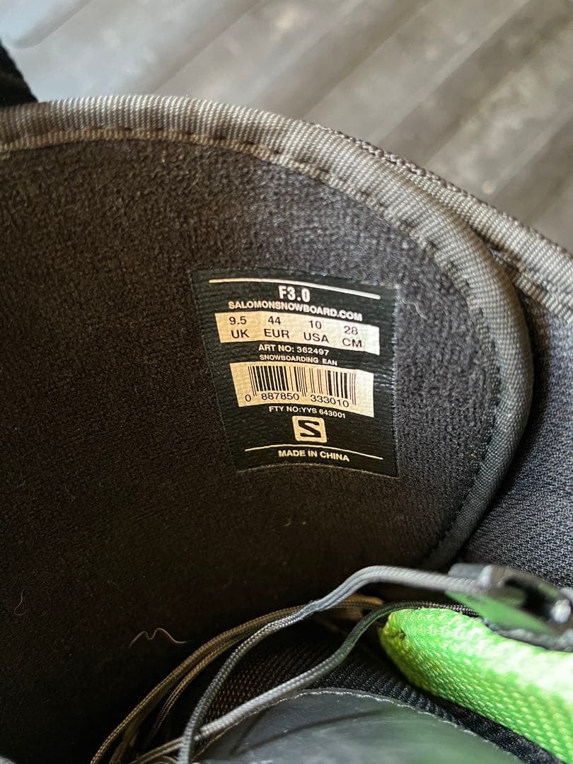 SALOMON F3 スノーボード　 ブーツ ブラック/グリーン　28cm