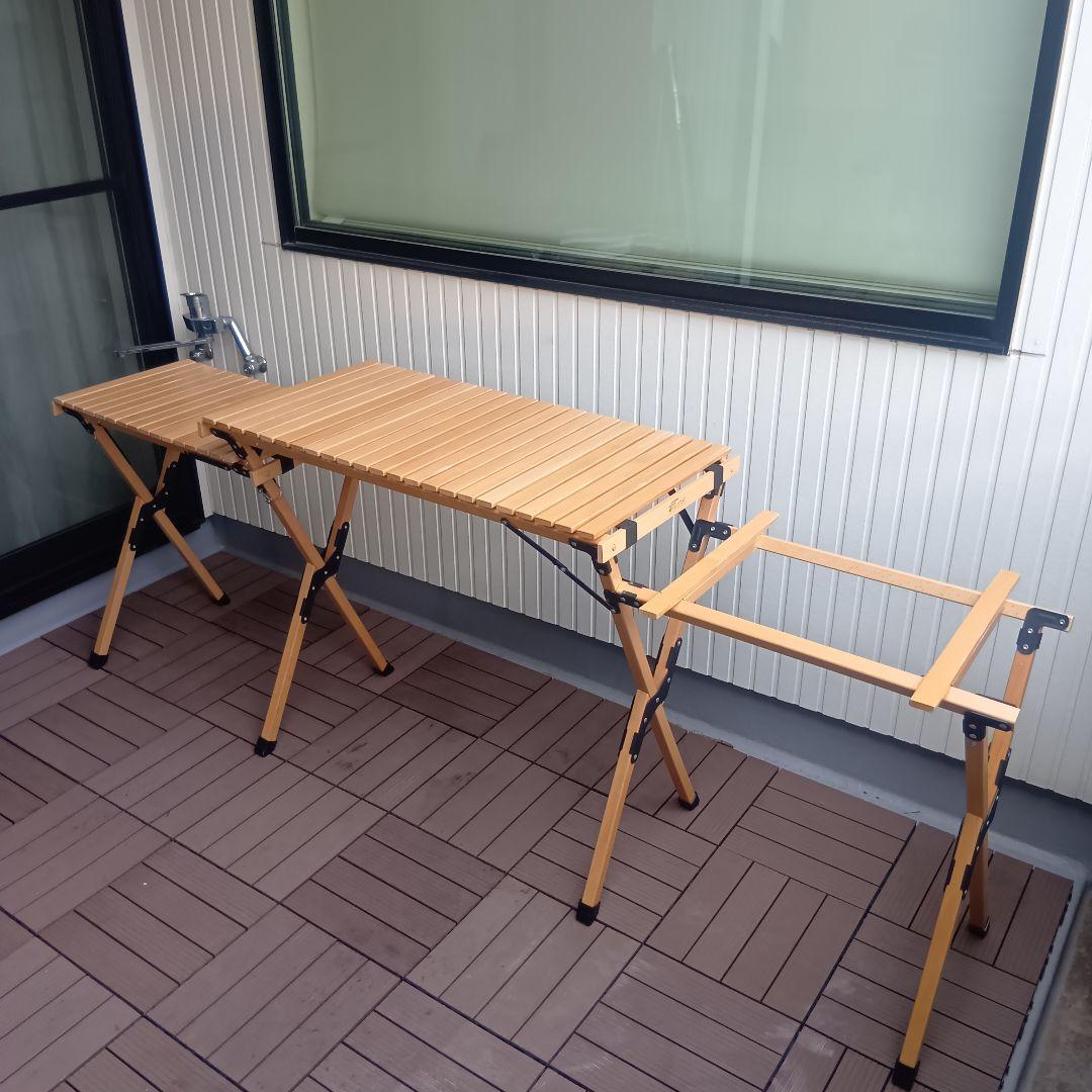 FIELDOOR ウッドロール　キッチンテーブル ツーバーナー 対応 キャンプ