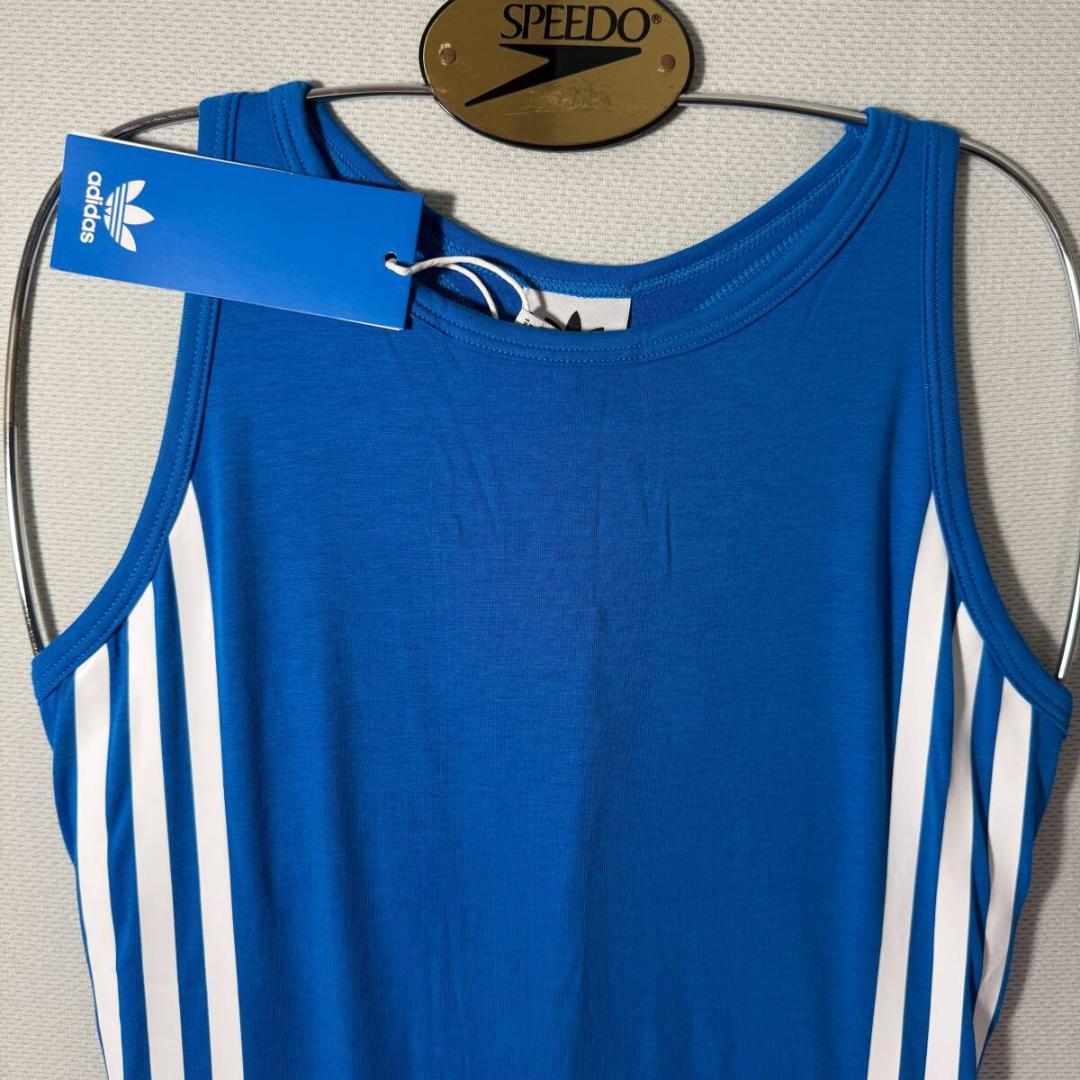 adidas ボディスーツ レオタード コットン Blue 海外M
