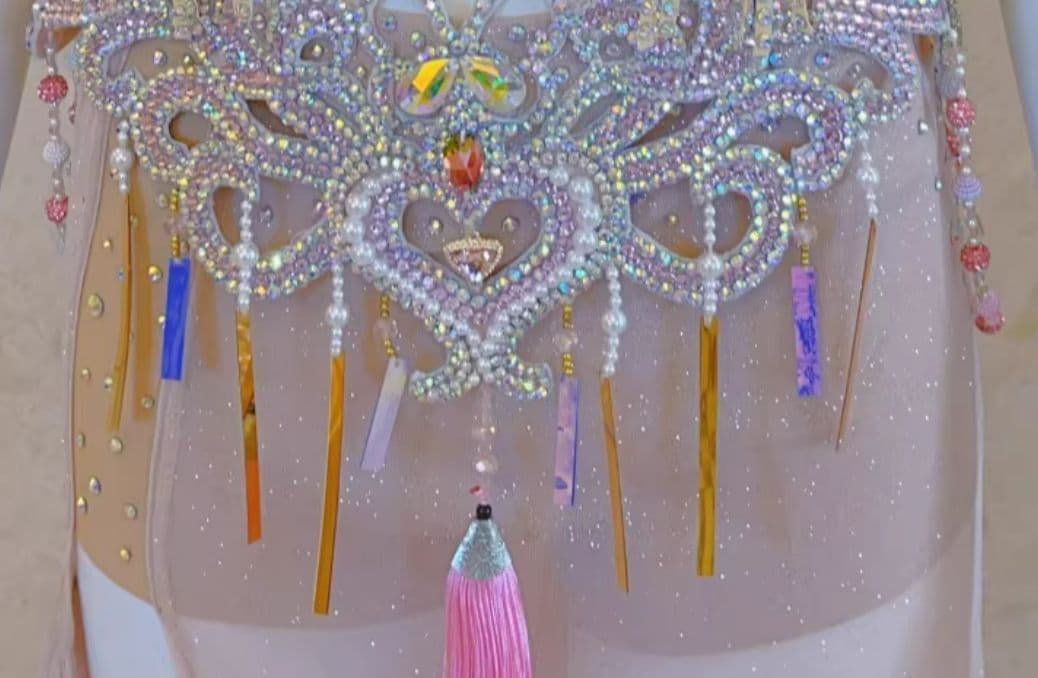お得 美品一点物 ベリーダンス衣装 ブラスカートセット ピンクM コスチューム