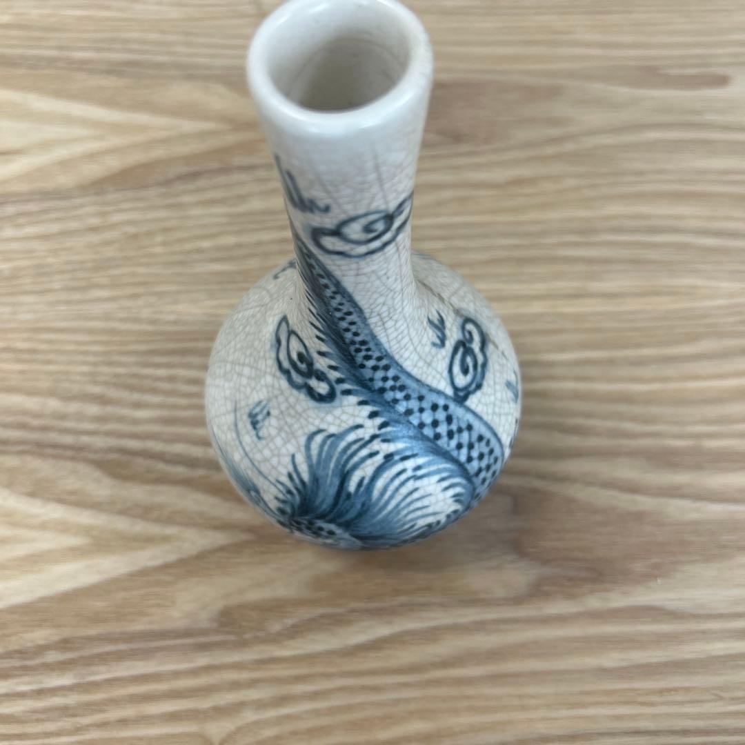 中国　骨董品　花瓶　花入　染付　龍　美術品　朝鮮　古美術