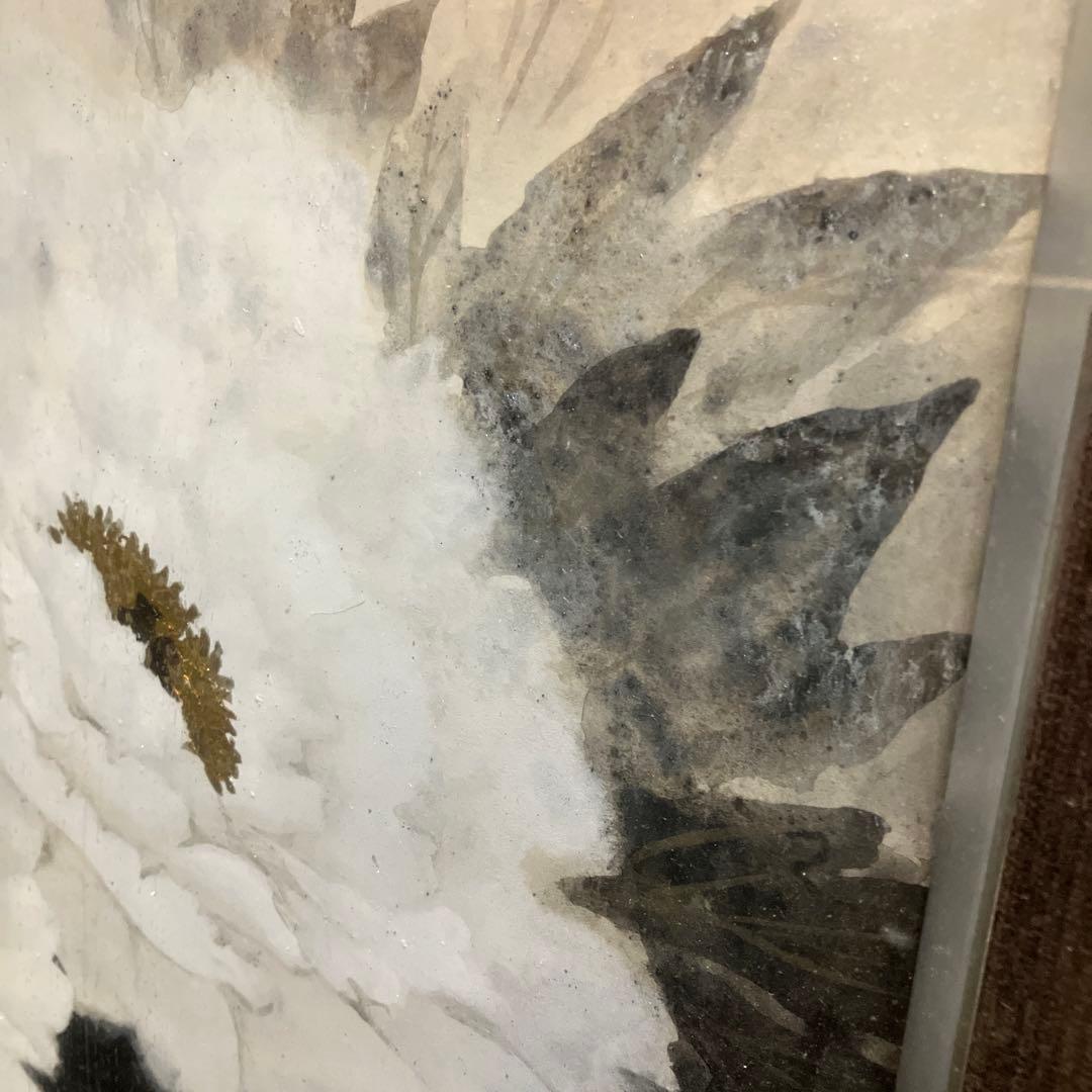 レトロ 能島康明 油彩画 風景画 牡丹 花 フラワー 絵画 額縁 美術 芸術