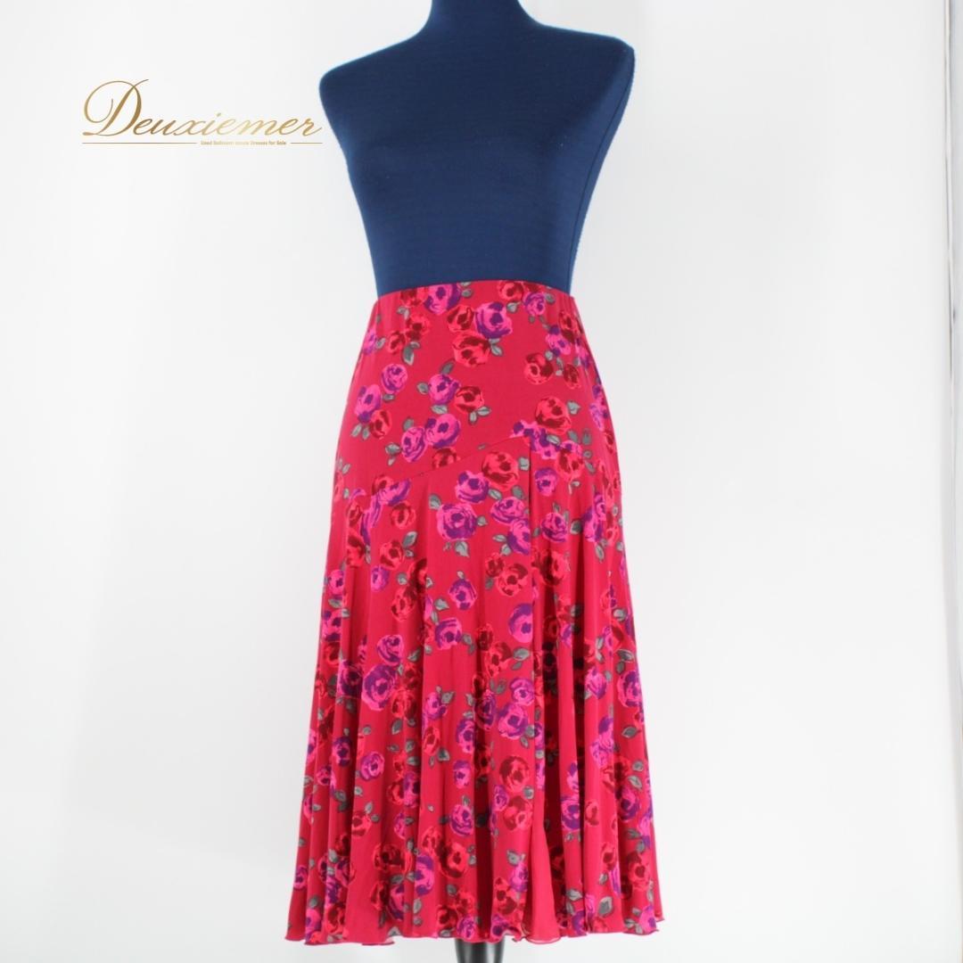【美品 日本製 社交ダンス衣装】パープル Chacott スカート 花柄 伸縮