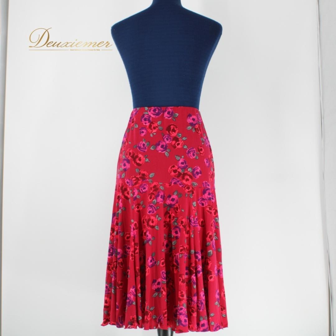 【美品 日本製 社交ダンス衣装】パープル Chacott スカート 花柄 伸縮