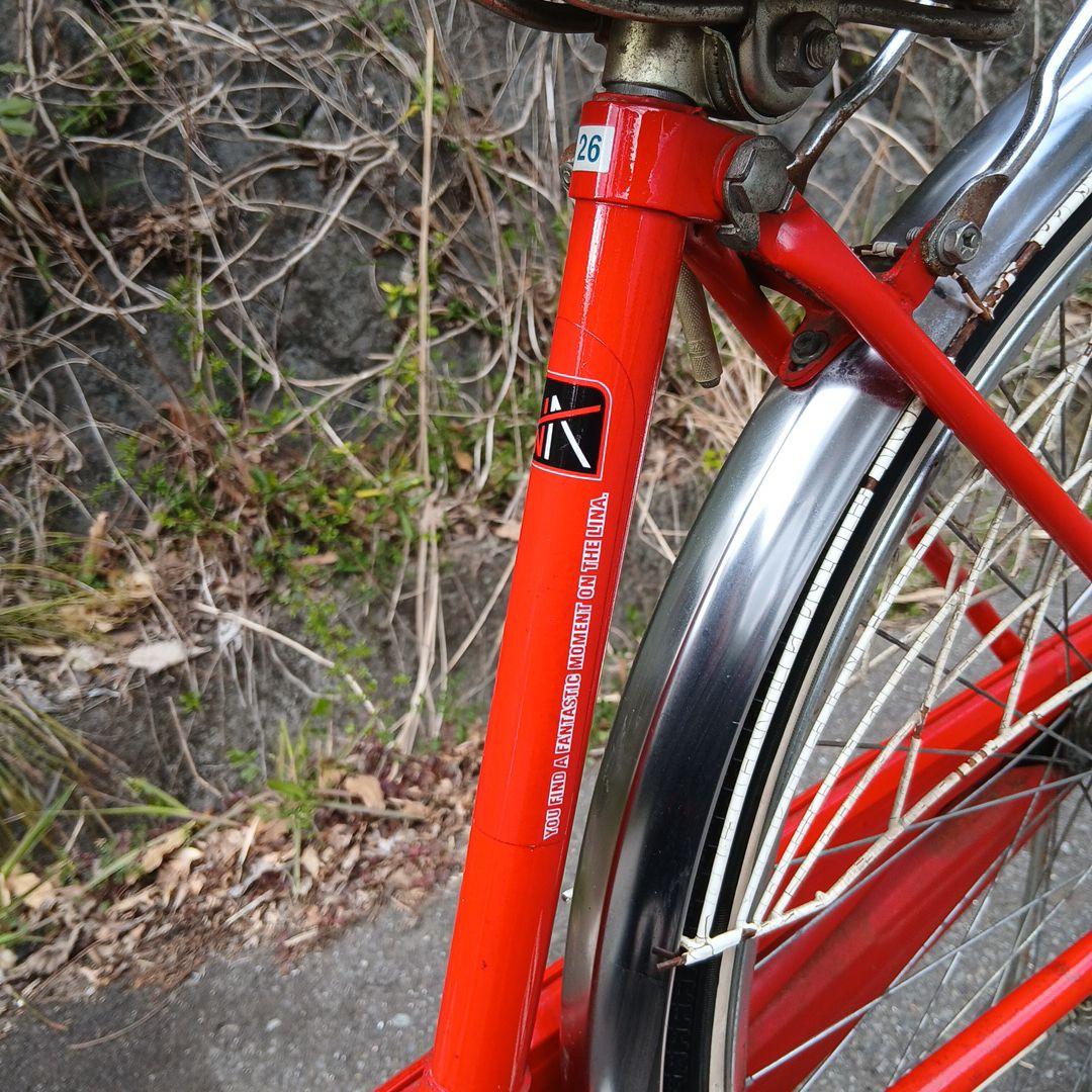 昭和レトロ　当時物　自転車　26インチ　レッド　乗れます