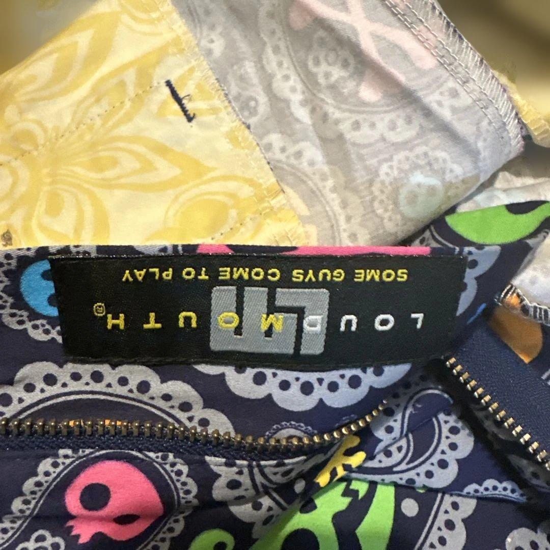 未使用LOUDMOUTHスカルペイズリーカジュアルパンツ34×32紺ゴルフ