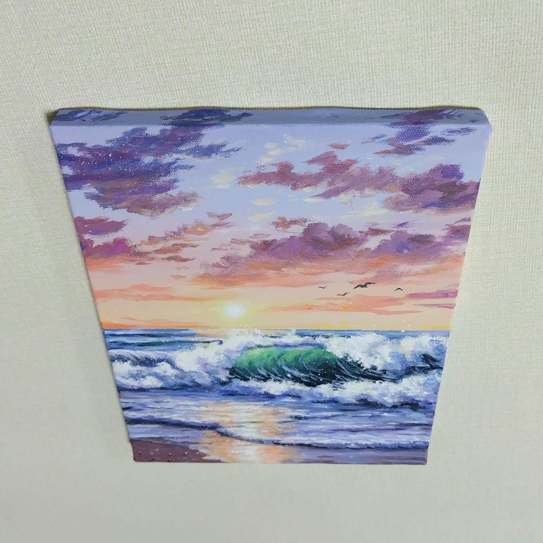 k*o様 【夕波】アクリル画 F3 風景画 絵画 海の絵