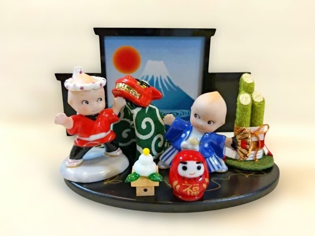 陶器　置物　ローズオニールキューピー　 フィギュア　歳時記　1月2月　セット売り