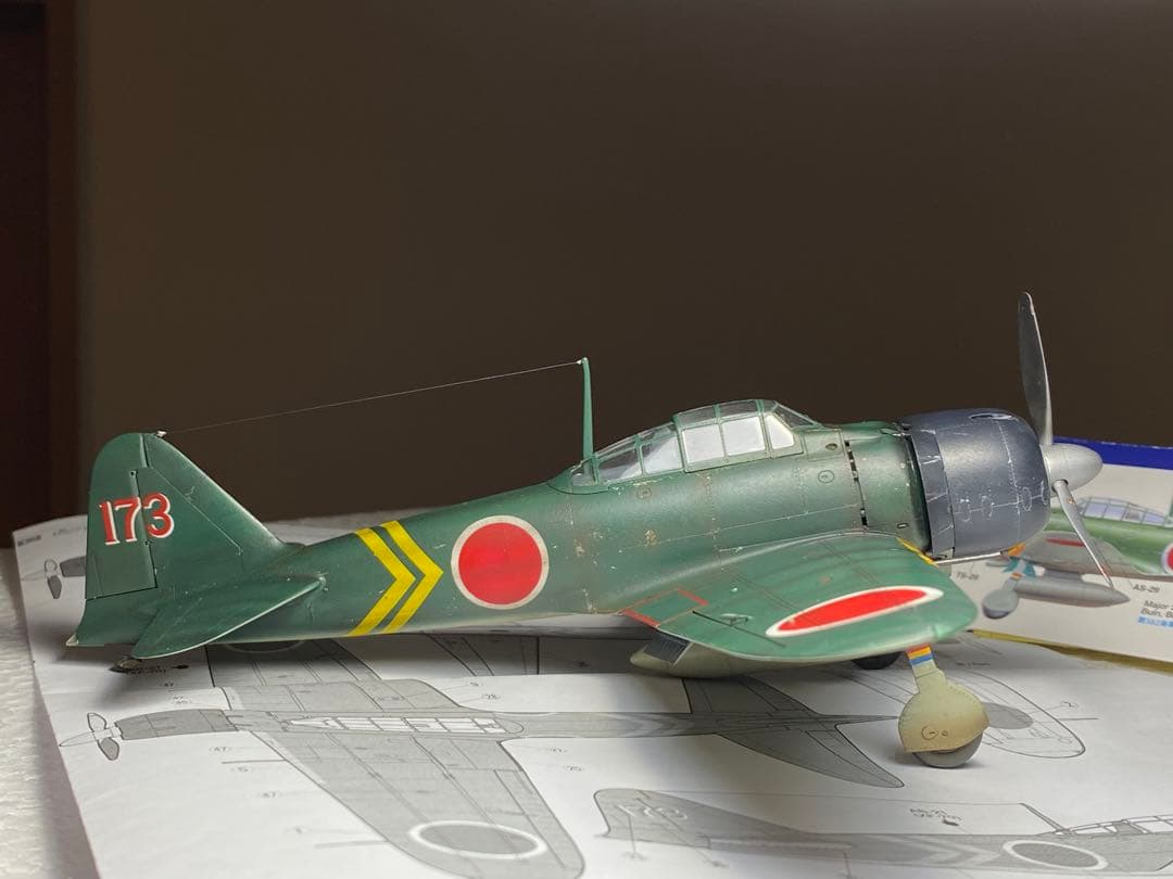 完成品　タミヤ 1/48 零戦 零式艦上戦闘機 22型甲　進藤三郎少佐機