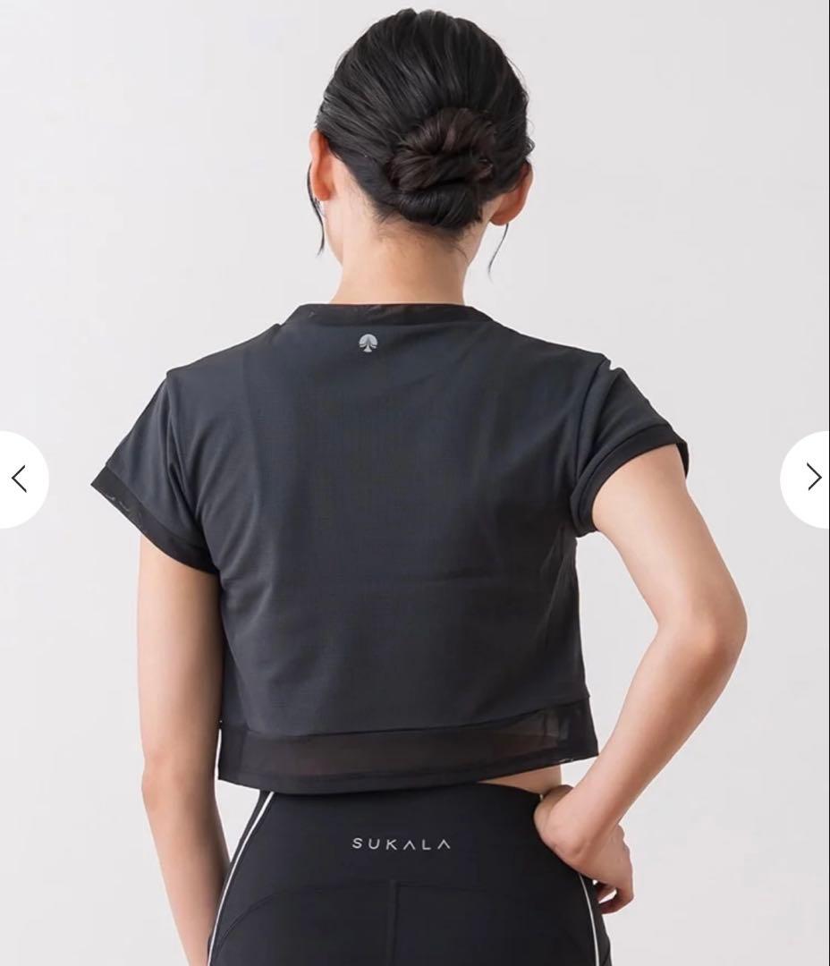 SUKALA アクティブシアーカラークロップドTシャツ　ブラック　L